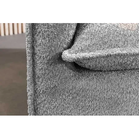 Canapé 3 places HEAVEN 200 cm en tissu bouclé gris – Grand canapé cosy avec assise à ressorts et 9 coussins inclus