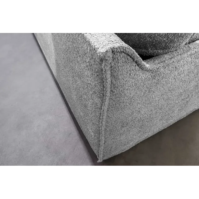 Canapé 3 places HEAVEN 200 cm en tissu bouclé gris – Grand canapé cosy avec assise à ressorts et 9 coussins inclus