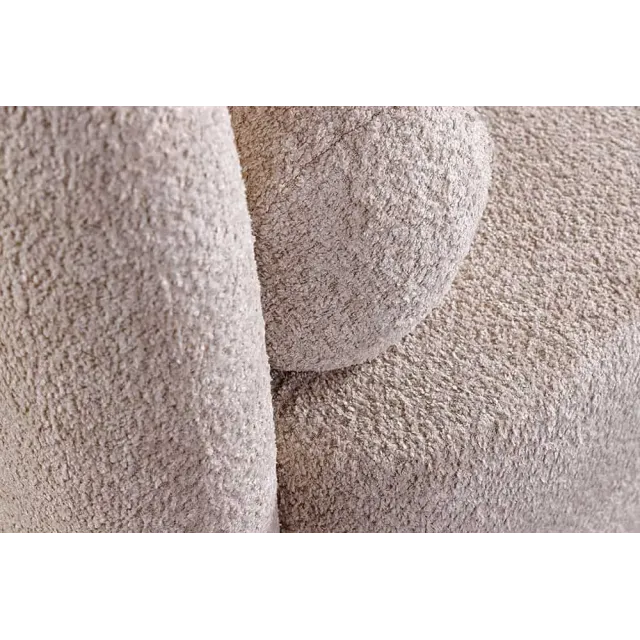 Canapé 3 places ART DÉCO 200 cm en tissu bouclé beige – canapé moderne avec coussins inclus et pieds noirs