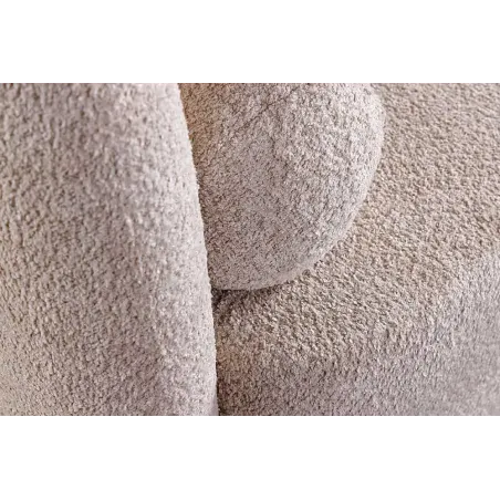 Canapé 3 places ART DÉCO 200 cm en tissu bouclé beige – canapé moderne avec coussins inclus et pieds noirs
