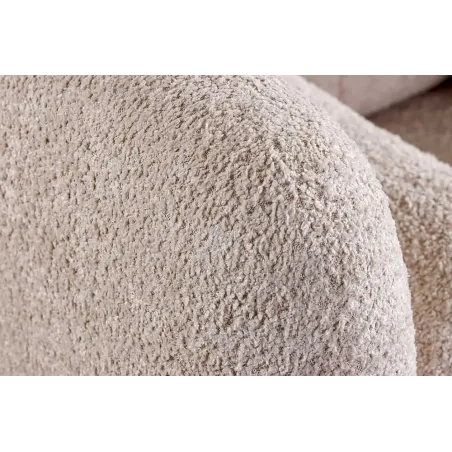 Canapé 3 places ART DÉCO 200 cm en tissu bouclé beige – canapé moderne avec coussins inclus et pieds noirs