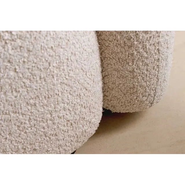 Canapé 3 places ART DÉCO 200 cm en tissu bouclé beige – canapé moderne avec coussins inclus et pieds noirs