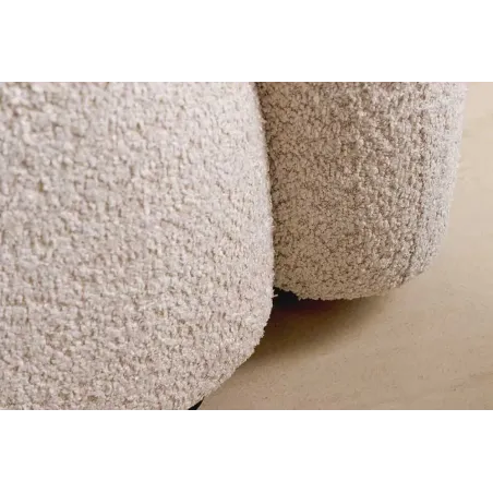 Canapé 3 places ART DÉCO 200 cm en tissu bouclé beige – canapé moderne avec coussins inclus et pieds noirs