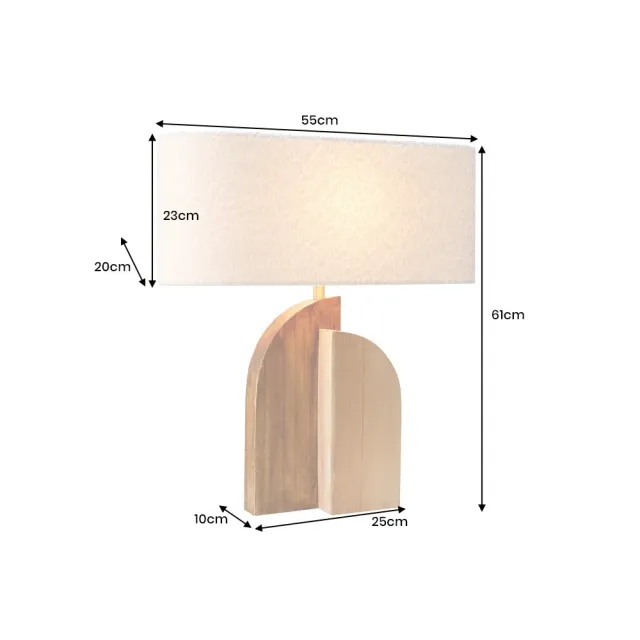 Lampe de table LOVERS 60 cm en bois massif naturel et abat-jour blanc Lampe de table LOVERS 60 cm en bois massif naturel et abat-jour blanc