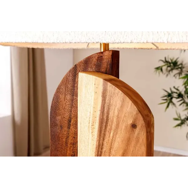 Lampe de table LOVERS 60 cm en bois massif naturel et abat-jour blanc Lampe de table LOVERS 60 cm en bois massif naturel et abat-jour blanc