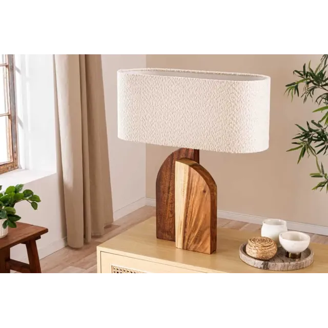 Lampe de table LOVERS 60 cm en bois massif naturel et abat-jour blanc Lampe de table LOVERS 60 cm en bois massif naturel et abat-jour blanc