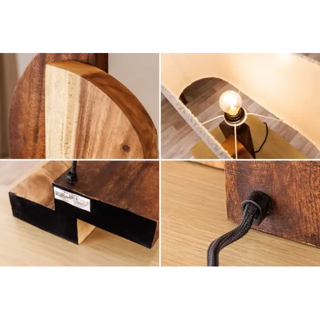 Lampe de table LOVERS 60 cm en bois massif naturel et abat-jour blanc Lampe de table LOVERS 60 cm en bois massif naturel et abat-jour blanc