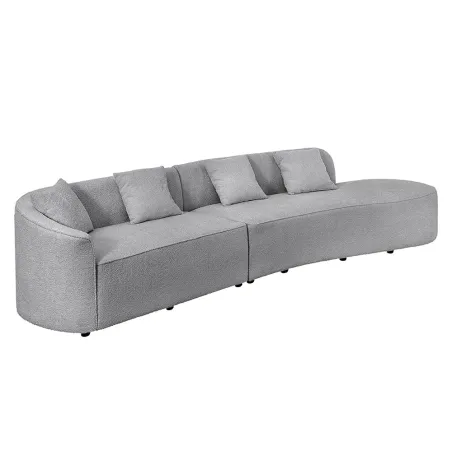 Canapé XXL ATELIER L 330 cm en tissu bouclé gris – Grand sofa moderne 4 places avec coussins inclus