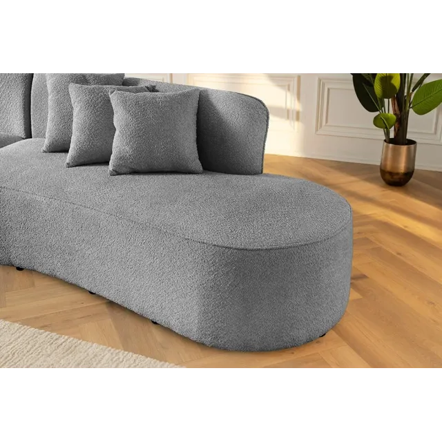 Canapé XXL ATELIER L 330 cm en tissu bouclé gris – Grand sofa moderne 4 places avec coussins inclus Canapé XXL ATELIER L 330 cm en tissu bouclé gris – Grand sofa moderne 4 places avec coussins inclus