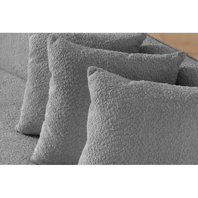 Canapé XXL ATELIER L 330 cm en tissu bouclé gris – Grand sofa moderne 4 places avec coussins inclus Canapé XXL ATELIER L 330 cm en tissu bouclé gris – Grand sofa moderne 4 places avec coussins inclus