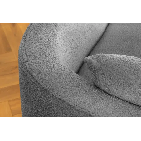 Canapé XXL ATELIER L 330 cm en tissu bouclé gris – Grand sofa moderne 4 places avec coussins inclus
