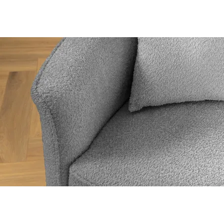 Canapé XXL ATELIER L 330 cm en tissu bouclé gris – Grand sofa moderne 4 places avec coussins inclus