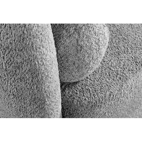 Canapé 3 places ART DÉCO 200 cm gris en tissu bouclé – Sofa moderne avec coussins et pieds noirs