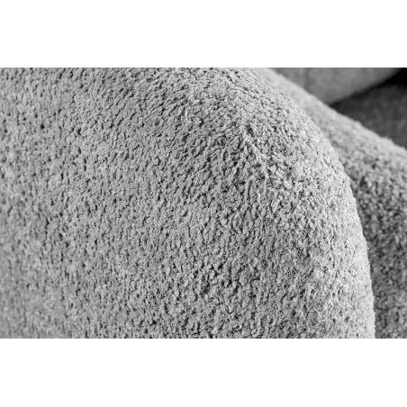 Canapé 3 places ART DÉCO 200 cm gris en tissu bouclé – Sofa moderne avec coussins et pieds noirs