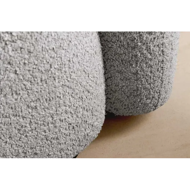 Canapé 3 places ART DÉCO 200 cm gris en tissu bouclé – Sofa moderne avec coussins et pieds noirs Canapé 3 places ART DÉCO 200 cm gris en tissu bouclé – Sofa moderne avec coussins et pieds noirs