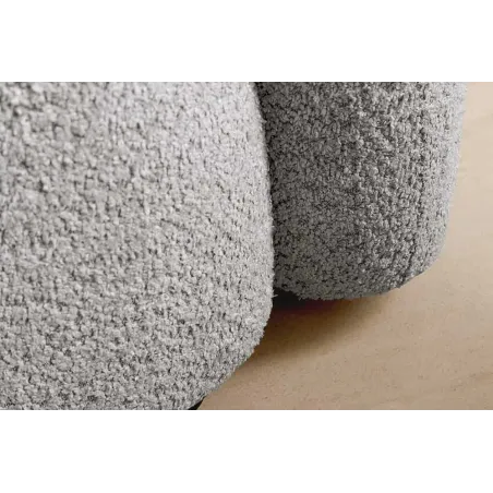 Canapé 3 places ART DÉCO 200 cm gris en tissu bouclé – Sofa moderne avec coussins et pieds noirs