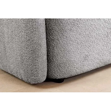 Canapé 3 places ART DÉCO 200 cm gris en tissu bouclé – Sofa moderne avec coussins et pieds noirs