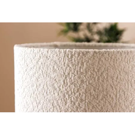 Lampe de table JEWELRY 60 cm en bois massif naturel – Abat-jour blanc & pied en métal noir