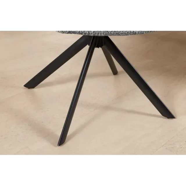 Fauteuil pivotant PAPILLON en bouclé gris – Chaise design avec accoudoirs et base en métal noir
