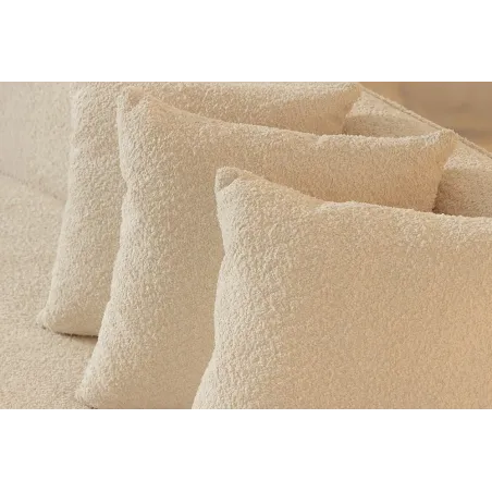 Canapé XXL ATELIER L 330 cm en tissu bouclé beige – Grand sofa moderne 4 places avec coussins inclus