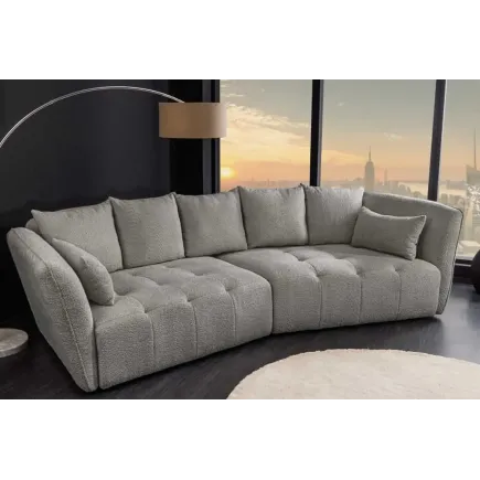 Canapé XXL ROYAL 295 cm gris en tissu bouclé – Grand canapé moderne avec assise à ressorts & 7 coussins inclus 2