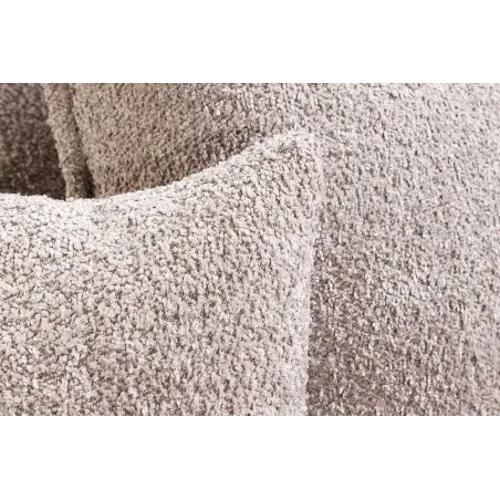 Canapé d’angle HEAVEN 255 cm en bouclé champagne beige – Grand canapé avec ottomane et coussins inclus