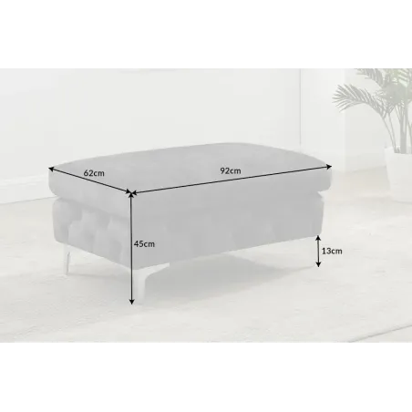 Pouf moderne baroque 92 cm – Velours gris foncé & pieds métal argenté