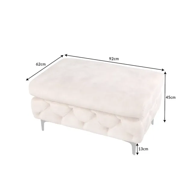 Pouf moderne baroque 90 cm – Velours champagne & pieds noirs