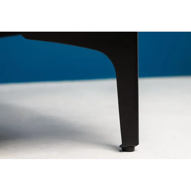 Pouf moderne baroque 90 cm – Velours champagne & pieds noirs