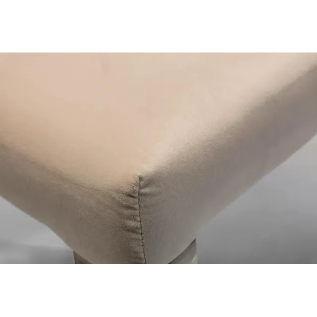 Chaise moderne baroque en velours beige – Design élégant avec pieds en acier inoxydable