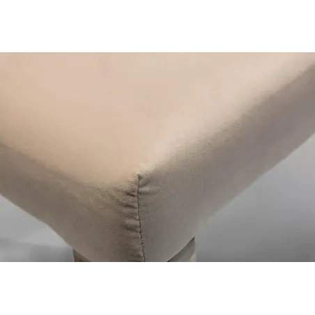 Chaise moderne baroque en velours beige – Design élégant avec pieds en acier inoxydable