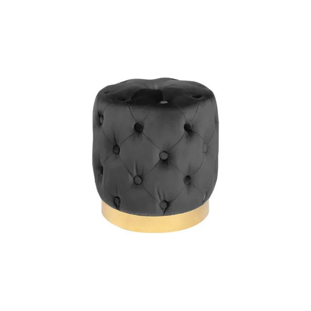 Pouf design baroque moderne – Velours noir & socle doré – 40 cm Pouf design baroque moderne – Velours noir & socle doré – 40 cm