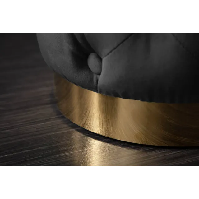 Pouf design baroque moderne – Velours noir & socle doré – 40 cm Pouf design baroque moderne – Velours noir & socle doré – 40 cm