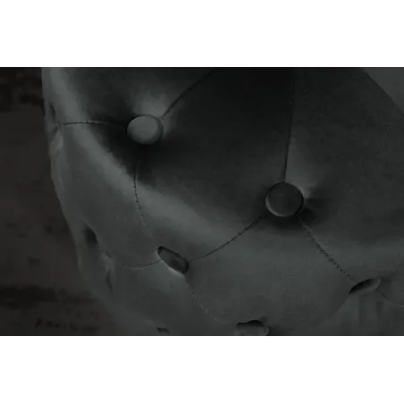 Pouf design baroque moderne – Velours noir & socle doré – 40 cm