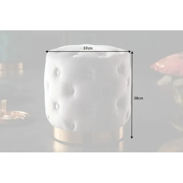 Pouf design baroque moderne – Velours gris clair & base dorée – 37 cm Pouf design baroque moderne – Velours gris clair & base dorée – 37 cm