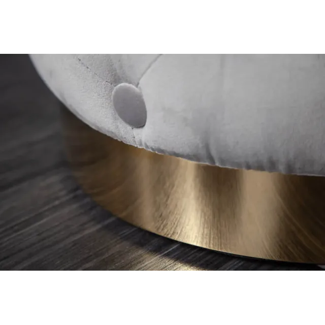 Pouf design baroque moderne – Velours gris clair & base dorée – 37 cm Pouf design baroque moderne – Velours gris clair & base dorée – 37 cm