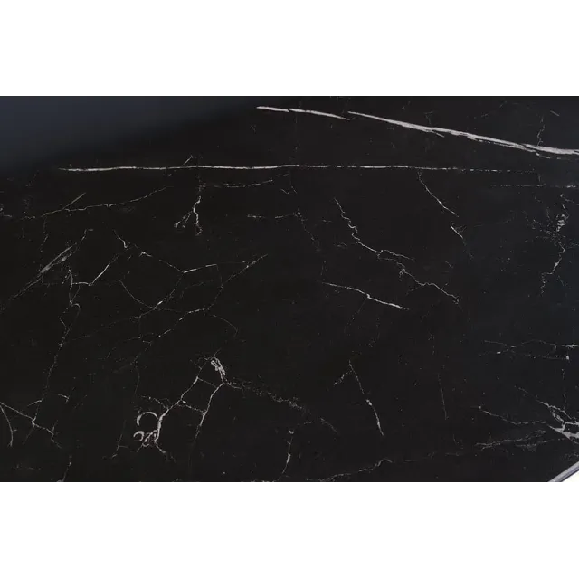 Console design baroque moderne 140 cm – Céramique effet marbre anthracite & pieds chromés