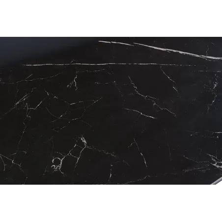 Console design baroque moderne 140 cm – Céramique effet marbre anthracite & pieds chromés