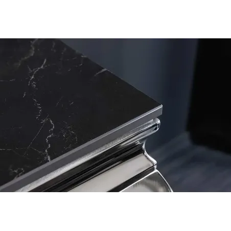 Console design baroque moderne 140 cm – Céramique effet marbre anthracite & pieds chromés