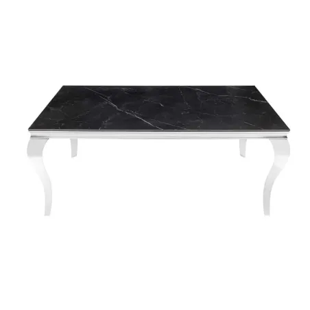Table à manger design baroque moderne 180 cm – Céramique noir anthracite & pieds chromés