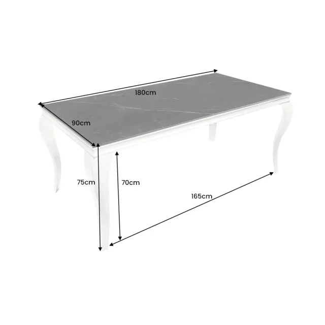 Table à manger design baroque moderne 180 cm – Céramique noir anthracite & pieds chromés Table à manger design baroque moderne 180 cm – Céramique noir anthracite & pieds chromés