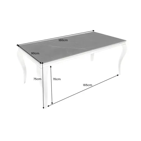 Table à manger design baroque moderne 180 cm – Céramique noir anthracite & pieds chromés
