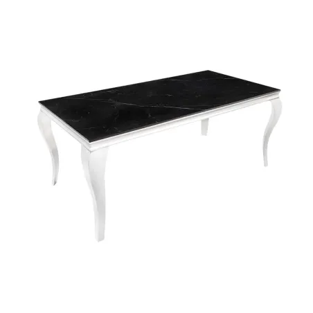 Table à manger design baroque moderne 180 cm – Céramique noir anthracite & pieds chromés