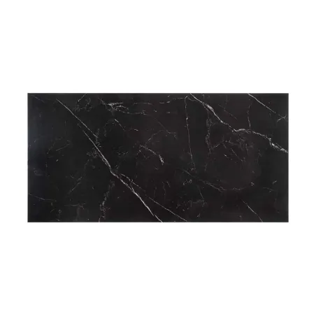 Table à manger design baroque moderne 180 cm – Céramique noir anthracite & pieds chromés