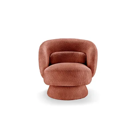 Fauteuil design BOSSA NOVA rotatif 360° – Bouclé effet rouille, confort moderne et style vintage