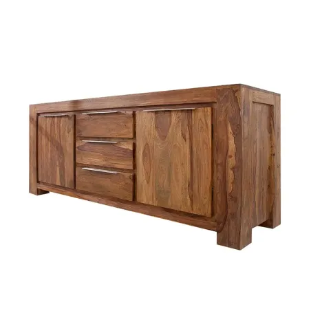 Buffet bas en Bois de Sheesham Massif - Enfilade 2 Portes & 3 Tiroirs