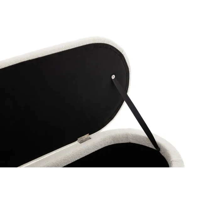 Banquette scandinave VOGUE 110 cm – Bouclé blanc & pieds noirs avec coffre de rangement intégré Banquette scandinave VOGUE 110 cm – Bouclé blanc & pieds noirs avec coffre de rangement intégré