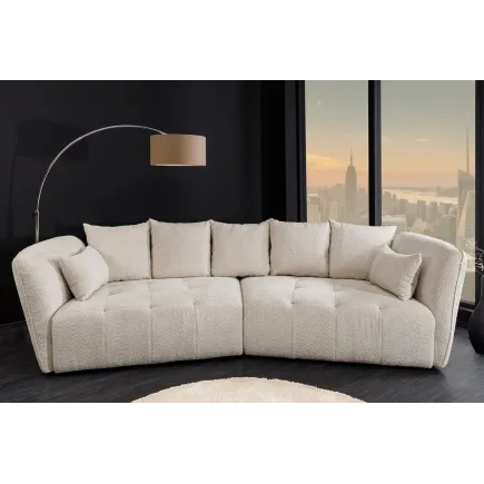 Canapé XXL ROYAL 295 cm – Bouclé champagne beige avec coussins, assise à ressorts et design moderne 2