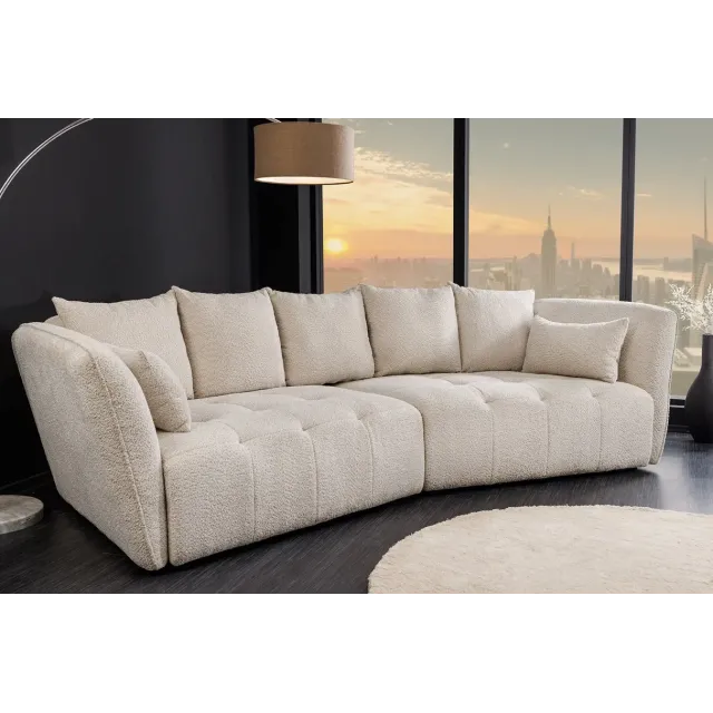 Canapé XXL ROYAL 295 cm – Bouclé champagne beige avec coussins, assise à ressorts et design moderne Canapé XXL ROYAL 295 cm – Bouclé champagne beige avec coussins, assise à ressorts et design moderne