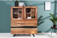 Vitrine moderne de 140cm de couleur naturelle et noir